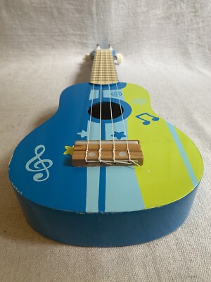 HAPE Kids Wooden Four String Toy Ukulele Blue Lime Green Children s Toys