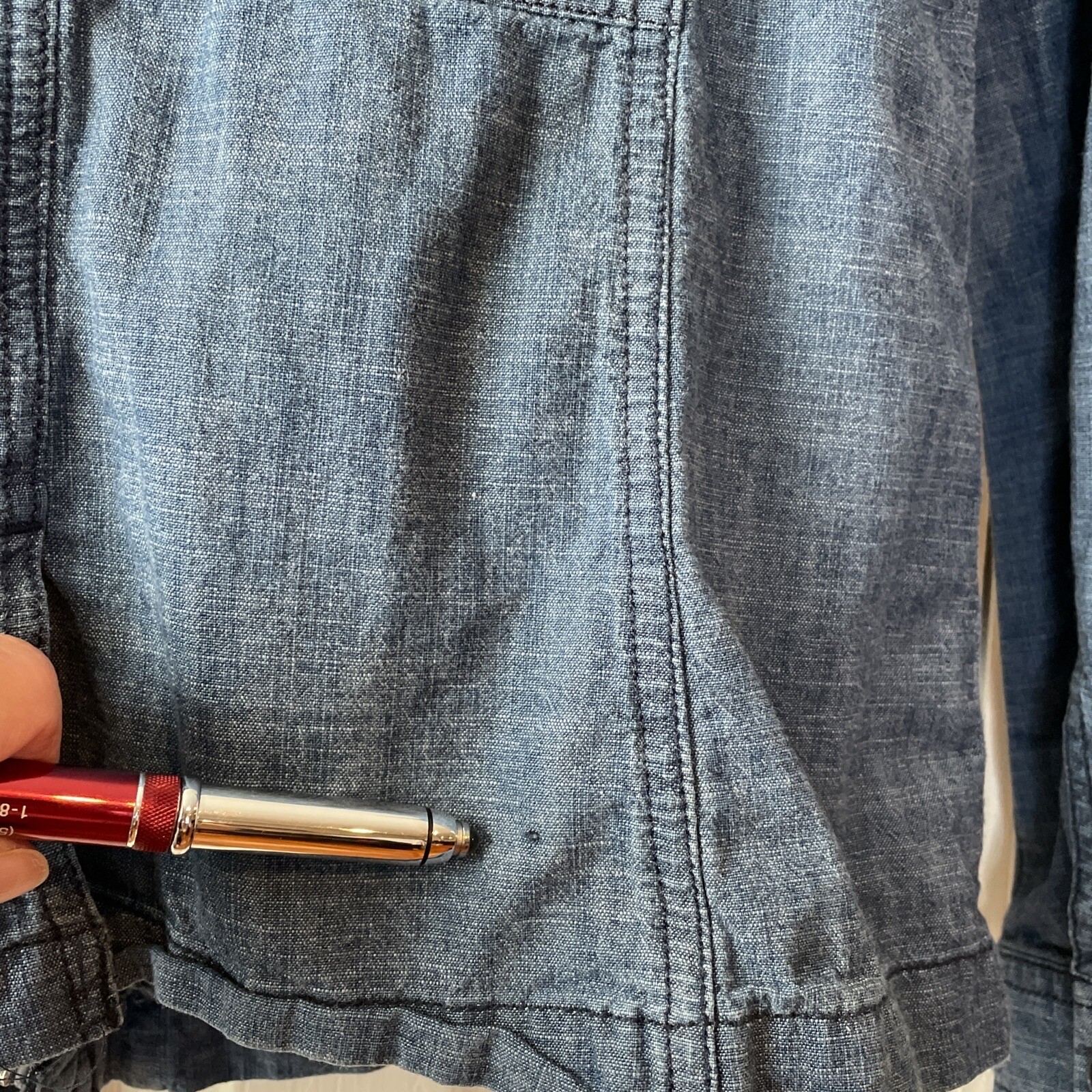 Tommy Hilfiger Jean Jacket S Lightweight Full Zip Button Up Pockets Back Slit thumbnail 14