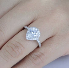 Pear Halo 925 Sterling Silver CZ Engagement Ring Wedding Band Size 2.5-15 SRF12