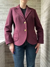 Joules wool tweed cherry jacket riding blazer with gold details waistcoat