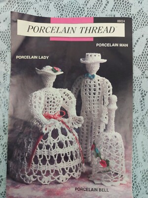 Porcelain Thread Crochet Lady Man Bell Pattern Instruction Leaflet Weddle 8B024