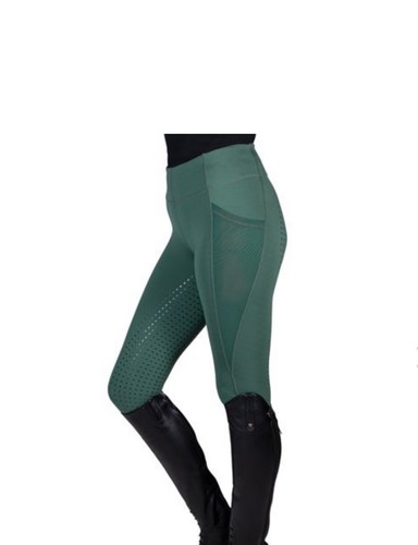 NWT TuffRider Ladies Minerva EquiCool Full Seat Tights Green Small - Picture 2 of 4