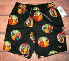 MENS NEFF PARROTS DRAWSTRING HOT TUB BLACK SWIM BOARD SHORTS SIZE M