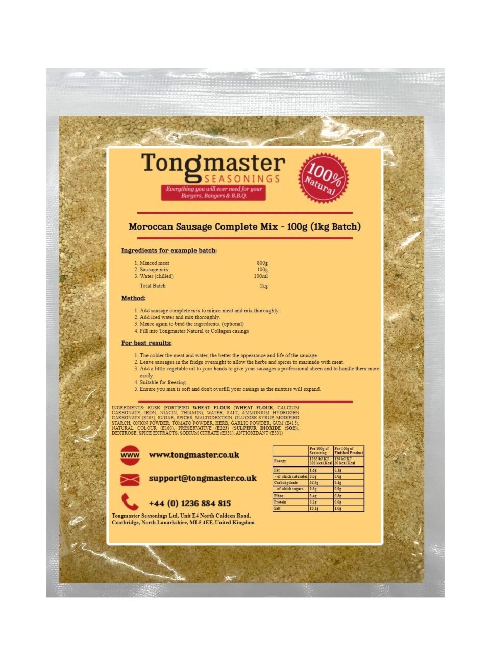 Moroccan Sausage Complete Mix - 100g (1kg Batch)