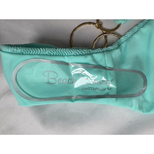 Beach Bunny New Nadia Tri Bikini Bottom Beach Bunny Aqua Size M Ring Detail - Picture 7 of 10