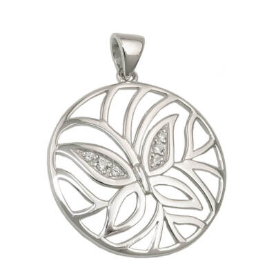 Ciondolo Farfalla E Fiore Hawaiiana In Argento 925 Con CZ – 4 Plumeria