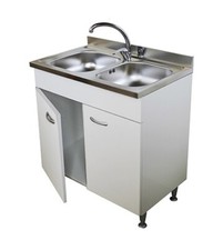 Mobile cucina 2 ante con lavello inox 90, 2 vasche componibile sottolavello