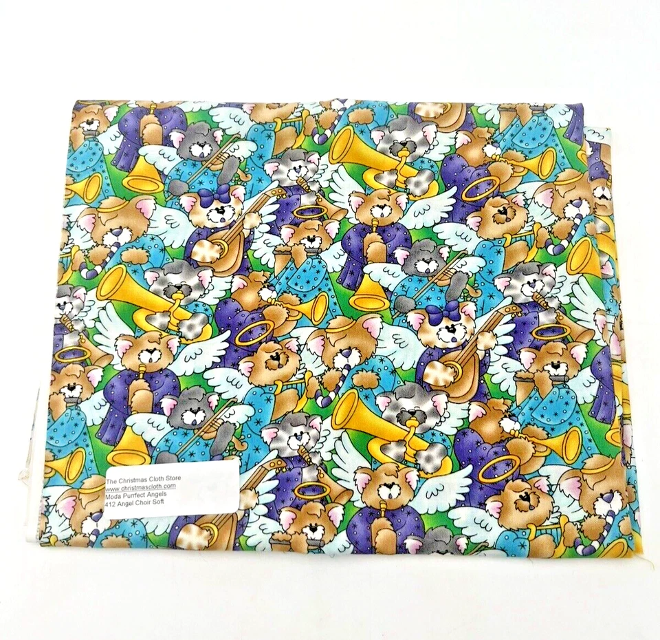3 Pc KidStuff Purr-fectly Angelic Moda Fabrics Cotton Fabric 45"W 2 Yd Total NEW - Image 4 of 4