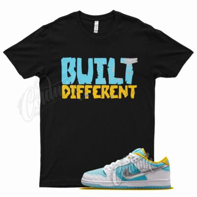 Black BUILT T Shirt for FTC x N SB Dunk Low Blue Yellow