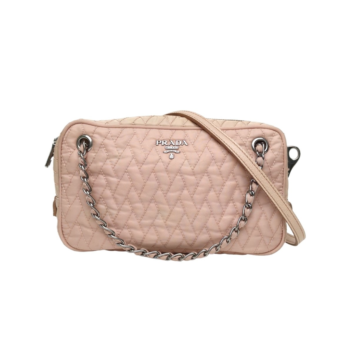 PRADA Pink Nylon Pleated Chain Bag Shoulder Bag Shoulder Bag | eBay