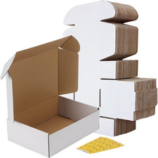 RLAVBL 10X7X3 Inches Shipping Boxes Set of 25, White Small Corrugated Cardboard