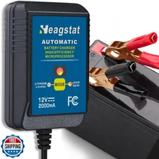 Heagstat 12V 2A Lead-Acid and LiFePO4 Automatic Trickle Battery Charger/Maint