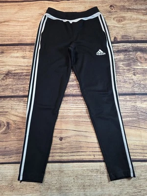 Adidas Youth Small Climacool Black White Strips Track Pants Running Zippers  - Image 1 of 4