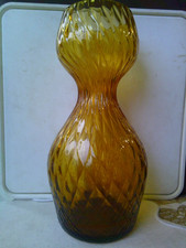 Vintage  Amber Textured r  Glass  Hyacinth Bulb Vase