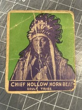 1930'S INDIAN WESTERN STRIP TRADING CARD CHIEF HOLLOW HORN BEAR BRULE TRIBE