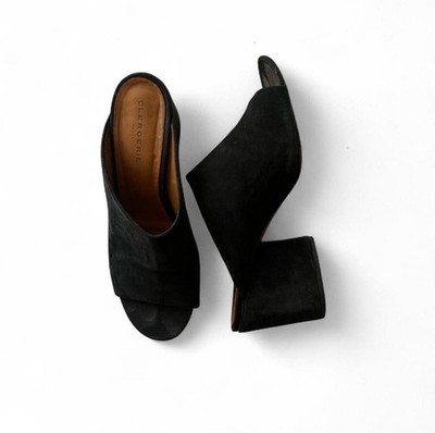 Clergerie Paris Black Slip-On Open Toe Mules with Block Heel Size 41 / 10.5 Y2K