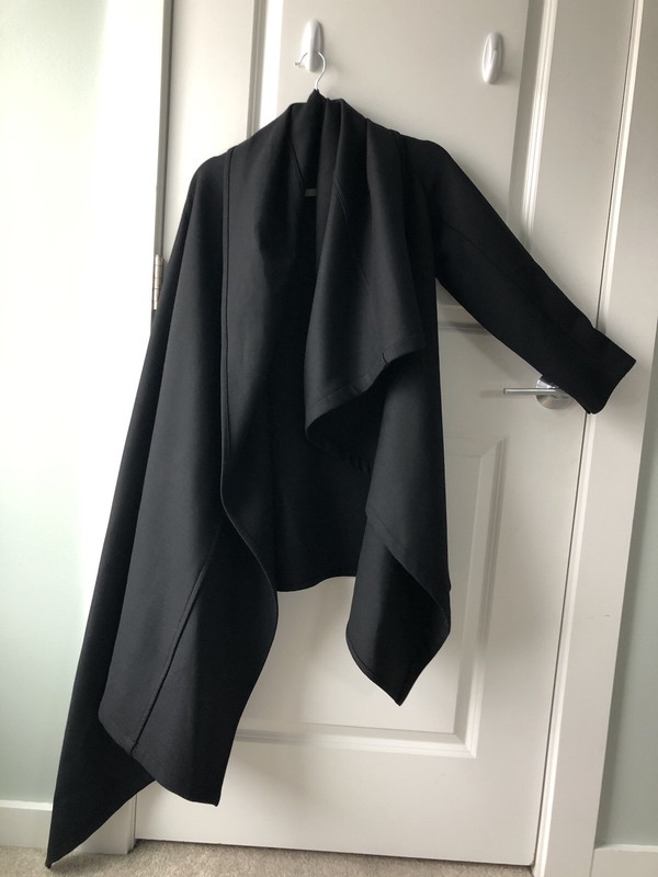 Emporio Armani Couture Asymmetrical Jersey Wool blend Cape Wrap Black 1 Sleeve