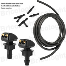 2pcs Car Windshield Wiper Washer Water Spray Jet Nozzle 9.8ft Hose Connector