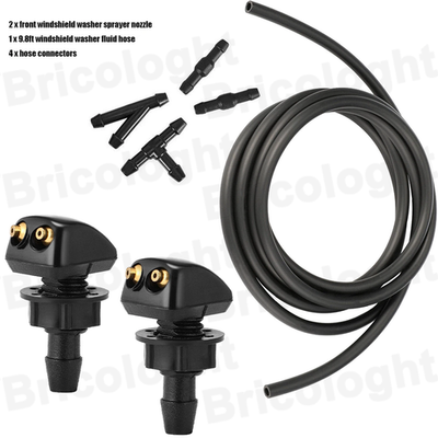 #ad 2Pcs Car Windshield Wiper Washer Water Spray Jet Nozzle 9.8Ft Hose Connector $9.86