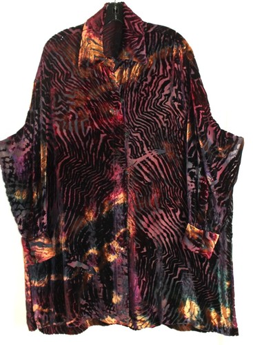 WOWZA Carter Smith Shibori OS L XL 1X Velvet Burnout Shirt Jacket Tunic eskandar