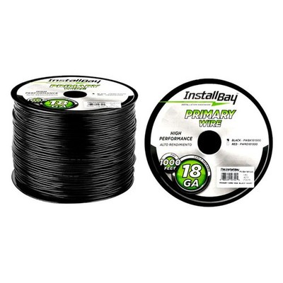 Install Bay PWBK181000 18 AWG Single 1000' Black Stranded TWP Primary Wire