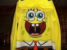 SPONGEBOB BOYS HOODED PAJAMAS SIZE SMALL 6-7 YELLOW SLEEPWEAR ZIPPER FRONT NEW