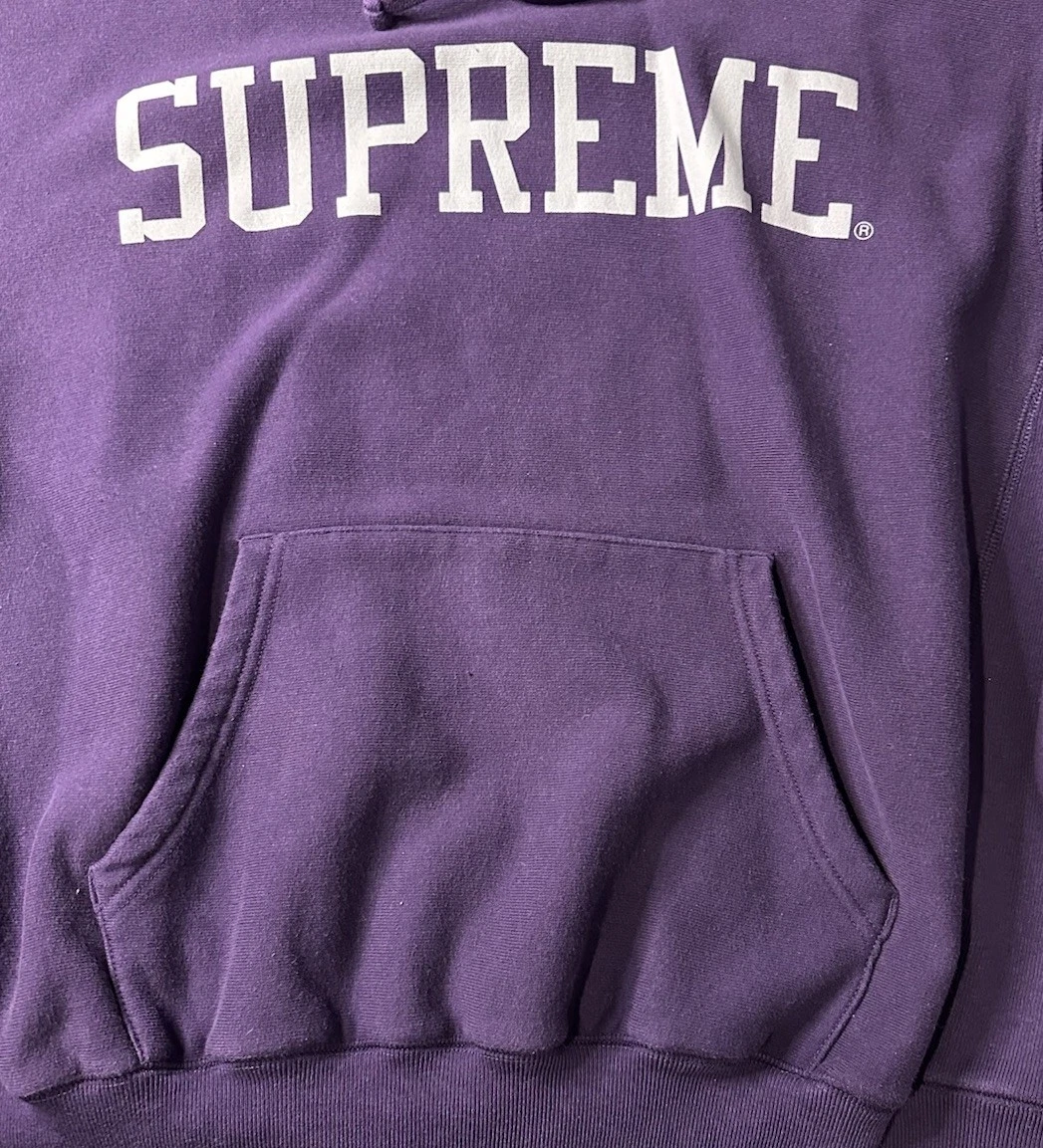 Supreme Varsity Felpa con Cappuccio Viola Scuro Uomo Taglia S Autentica