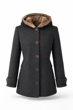 Dolce & Gabbana D&G Wool Rabbit Fur Trim Hooded Coat Women’s M-L IT 44