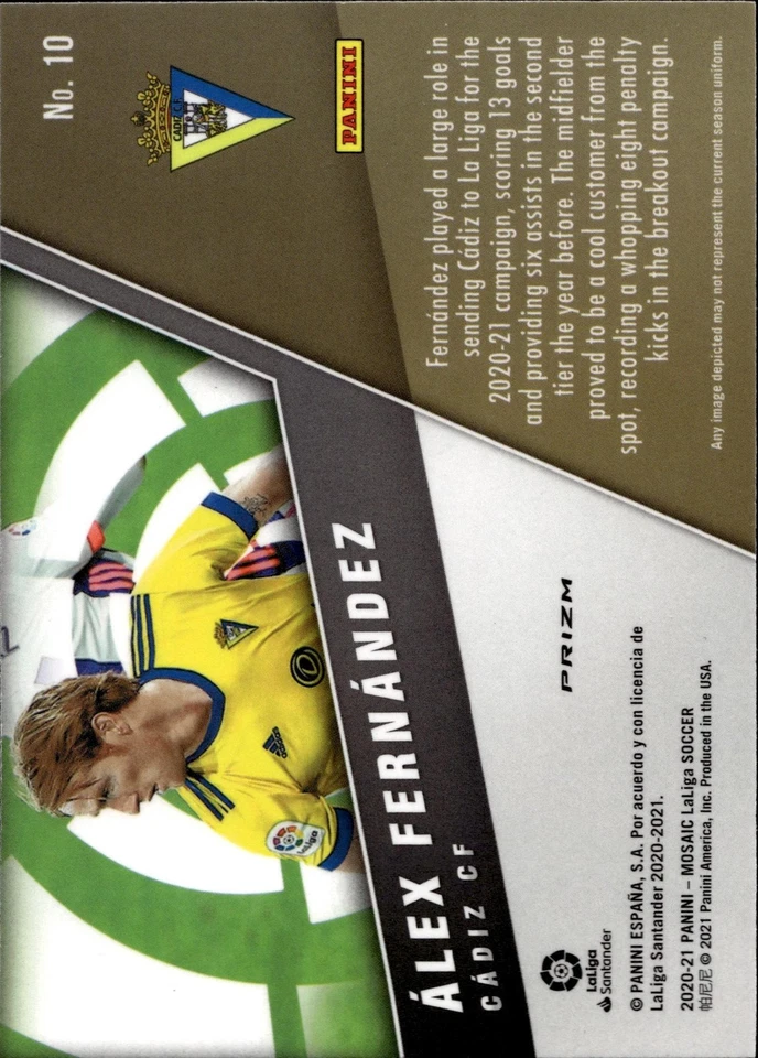 2020-21 Panini Mosaic La Liga Montage Mosaic Alex Fernandez Card #10 - Image 2 of 2