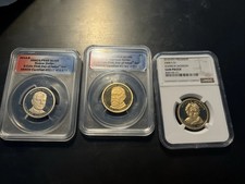 Presidential Dollar Proof Slabbed Lot. Jackson, Harrison, Hoover