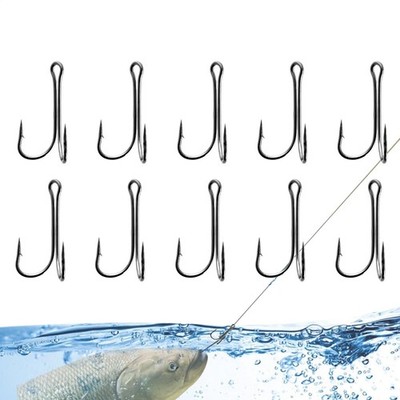 10Pcs Double Fishing Hook Saltwater Open Shank Frog Hook Stainless steel Barb