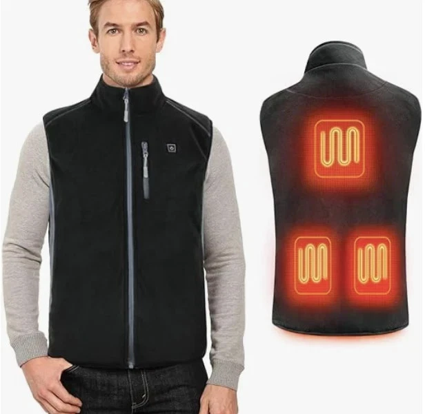 Men's LG Babutenlo Heated Vest Fleece Black w/ Battery Pack Quality Heat 12.5 HR