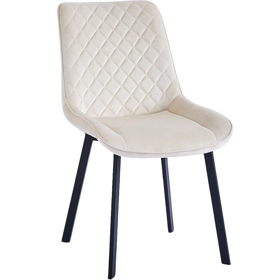 Set 4 Sedie da Pranzo Rivestimento Velluto Beige Sedia Ufficio Casa Ergonomica - Immagine 2 di 4