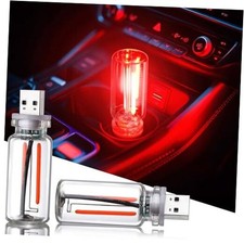 2PCS Car USB Night Light Touch Dimmable LED Filament Lamp, Mini Glass Red