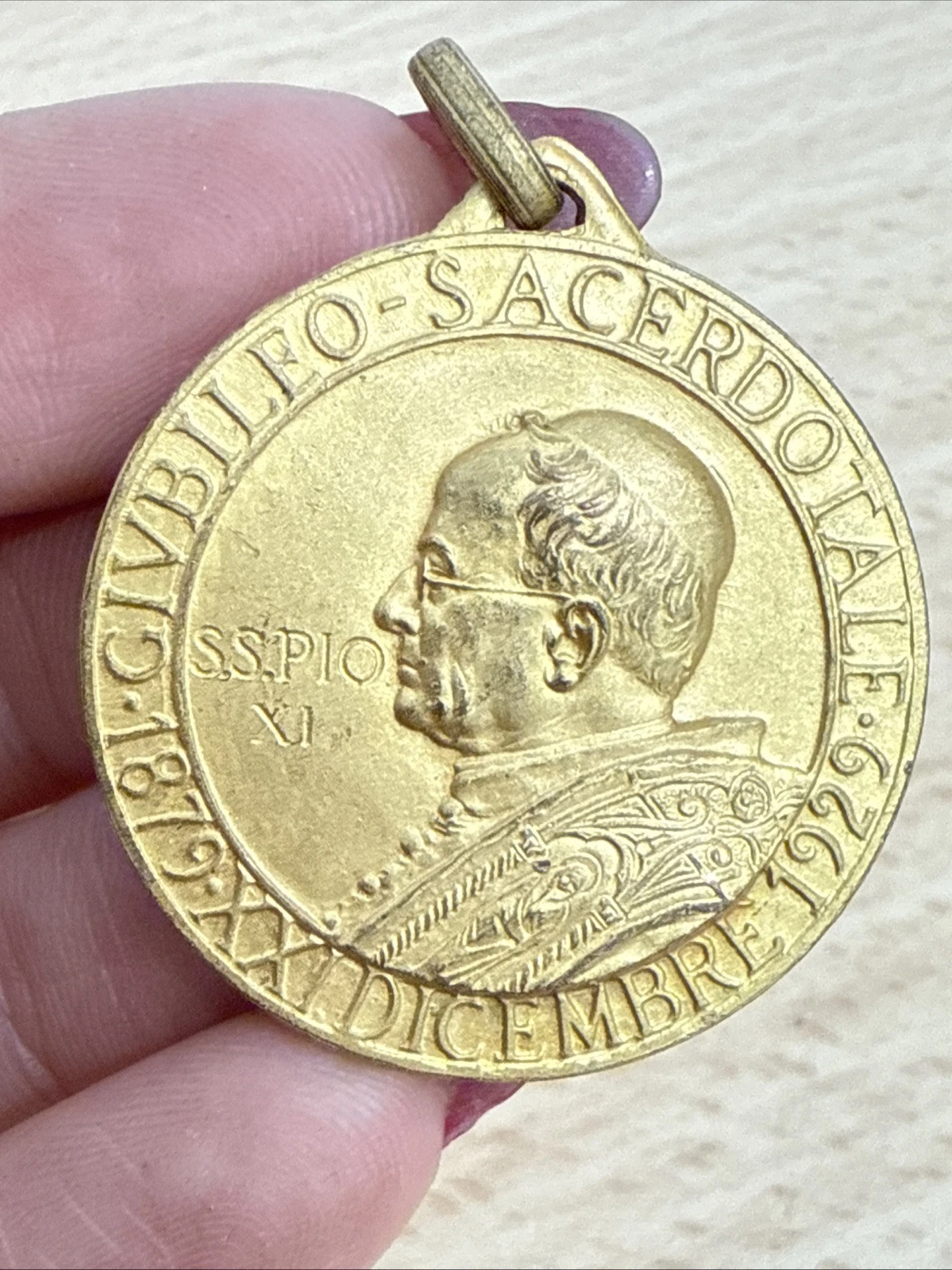 Médaille Pendentif Giubileo Sacerdotale 1879 XXI Dicembre 1929
