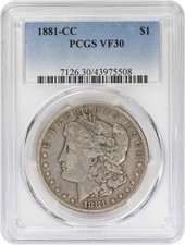 1881-CC Morgan Silver Dollar VF30 PCGS