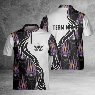 CUSTOM NAME Bowling Team Bowling Jersey Long & Short Sleeve Shirts S-5XL