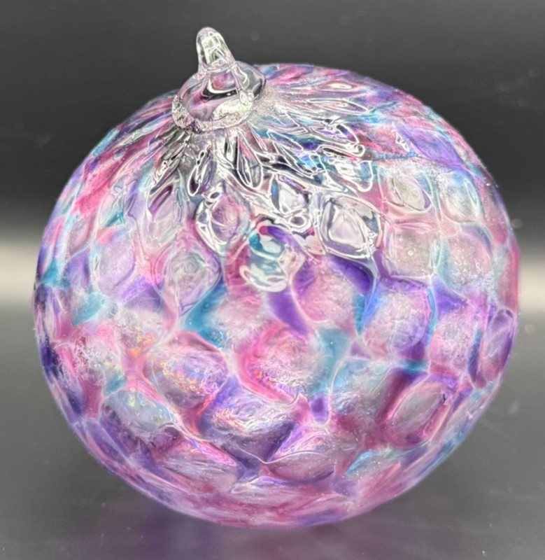 Fellerman & Raabe Hand blown Glass Orbs Ornament  fuchsia, orchid