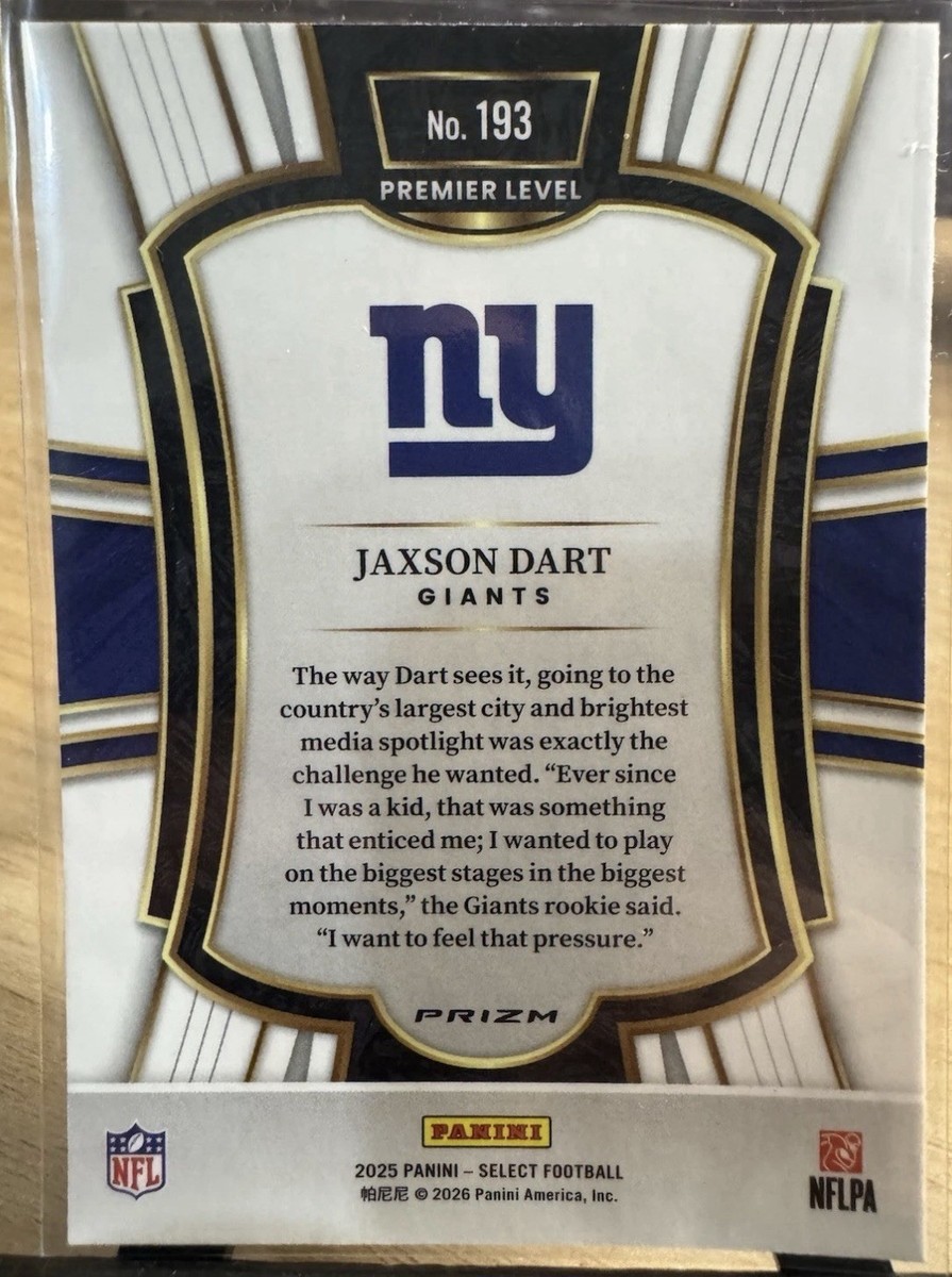 2025 Panini Select JAXSON DART #193 Premier Level Silver Prizm | eBay