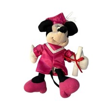 Disney GRADUATION MINNIE MOUSE 8" Plush Pink Cap Gown w/ Diploma
