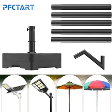 5PCS 22.44''LED Street Light Pole Metals Patio Umbrella Parasol Pole with Base