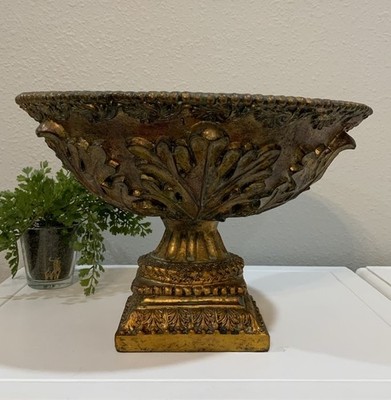 Vtg Ornate Resin Gold Bronze Carved Look Acanthus Leaf Centerpiece Pedestal Base