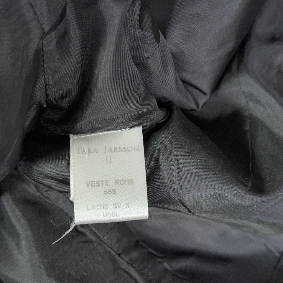 Tara Jarmon Blazer Jacket Women 42 Black wool Office career made In France Coat - Image 4 of 4