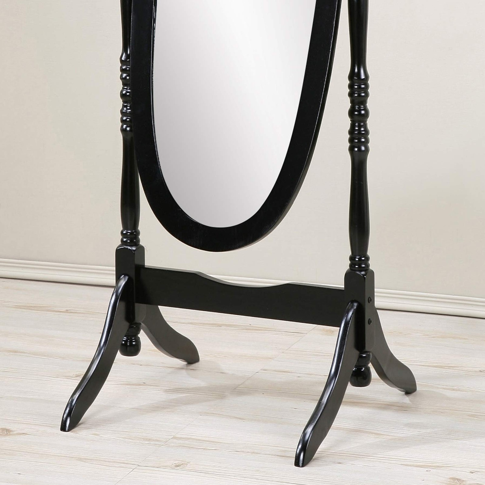 Roundhill Furniture Traditional Queen Anna Style Wood Floor Cheval Mirror, Bl...