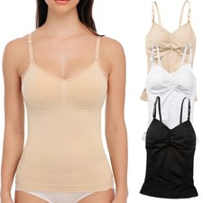 Women Cami with Built in Removable Pad Bra Vest Tank Tops Body Shaper Shapewear