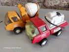 Metal Tonka Toys, Cement Mixer, Fire Truck, Pressed Steel 1970s, Vintage, Retro