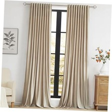 Champagne Polyester Velvet Curtains 96 52"W x 96"L Pack of 2 Beige/Champagne