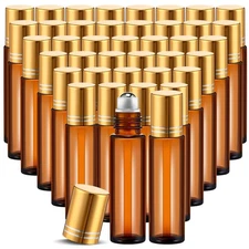 Tanlade 100 Pcs Essential Oil Roller Bottles 10 ml Amber Roll on Glass Refill...
