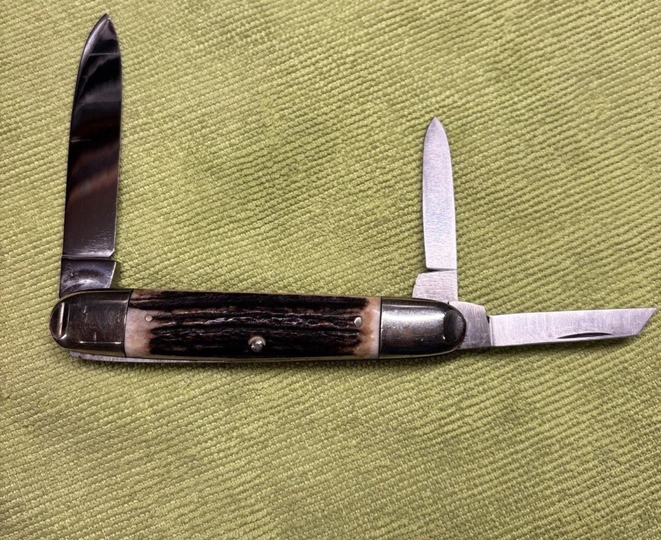 KISSING CRANE STAG SOLINGEN 德国 Johnny Reb CSA 内战口袋刀 复古 — 第 2/4 张图片