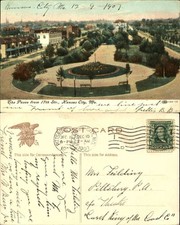 Paseo from 17th Street Kansas City Missouri MO ~ mailed 1907
